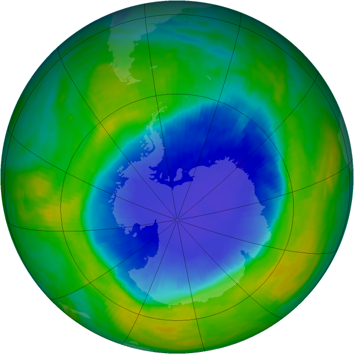 Antarctic ozone map for 14 November 1990